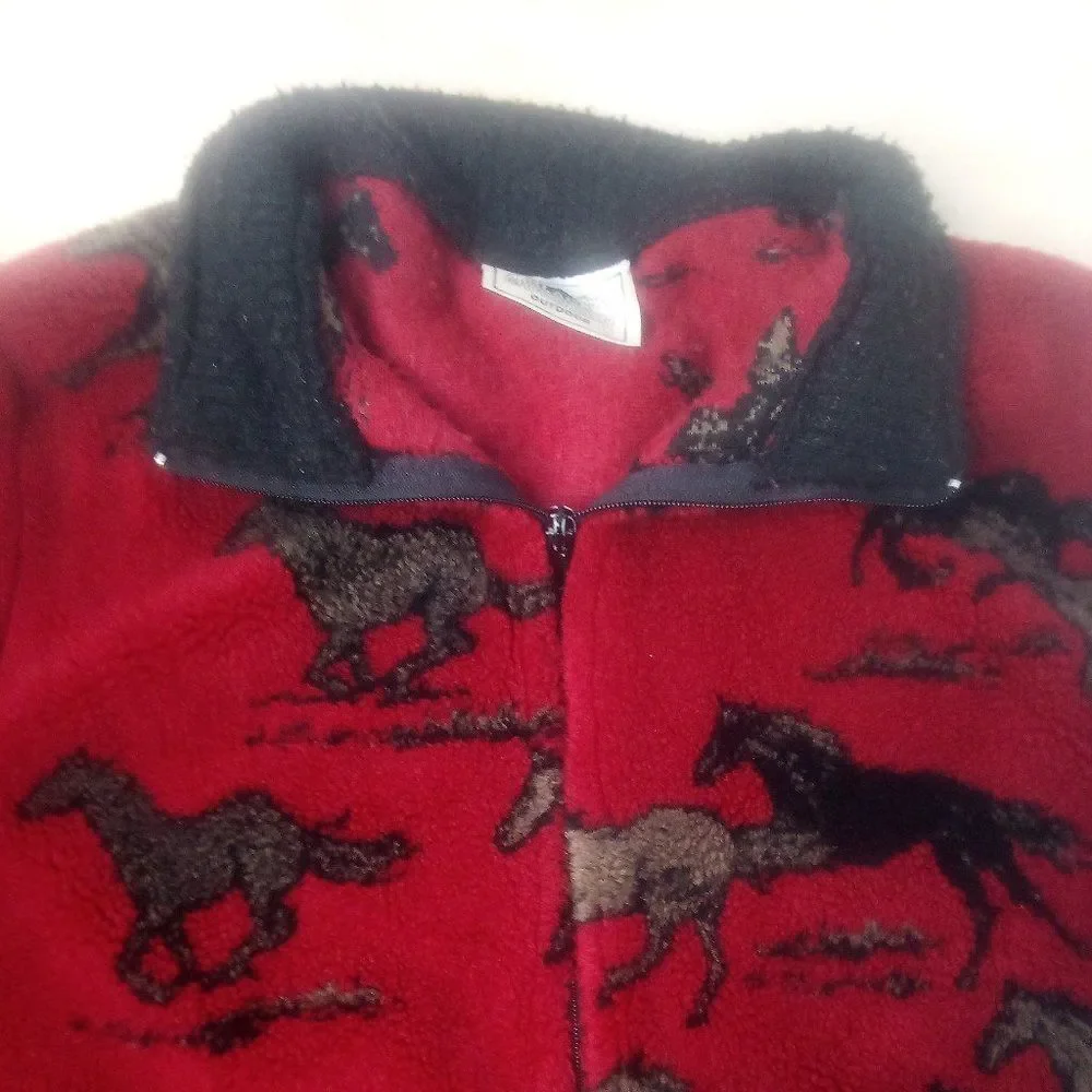 Vintage Black Mountain Horses AOP Fleece Zipper Jacket - Picture 4 of 11